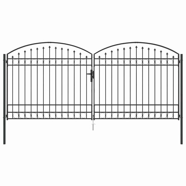 vidaXL Fence Gate with Lock Grey 401 x 224.5 cm Steel