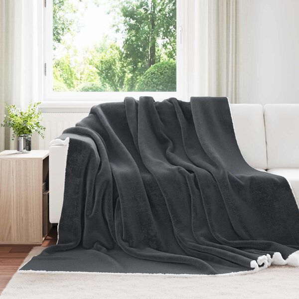 vidaXL Throw Blanket Dark Grey 220 x 240 cm Fleece