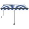 vidaXL Manual Retractable Awning with LED 300x250 cm Blue and White
