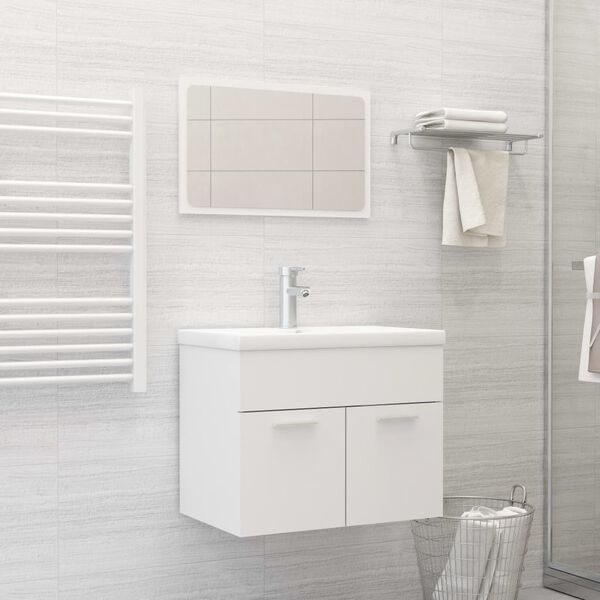 vidaXL Bathroom Furniture Set White Engineered Wood