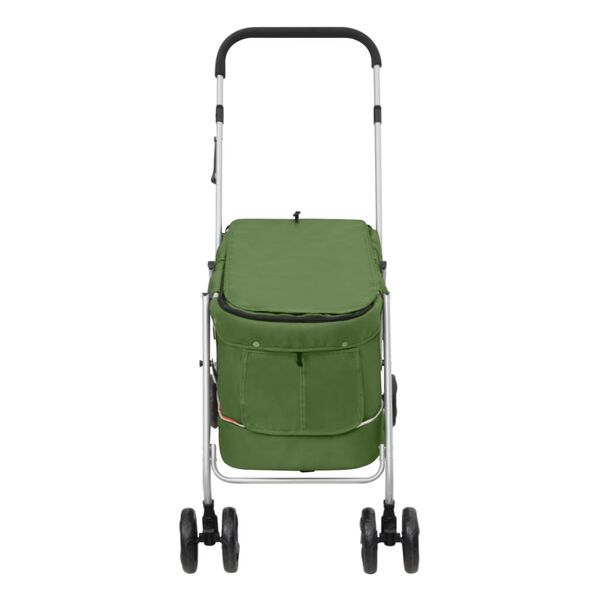 vidaXL Folding Dog Stroller Green 100x49x96 cm Linen Fabric