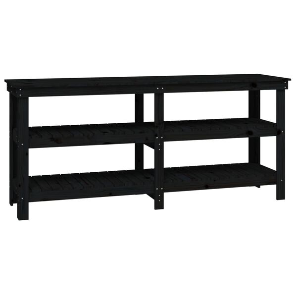 vidaXL Work Bench Black 181x50x80 cm Solid Wood Pine
