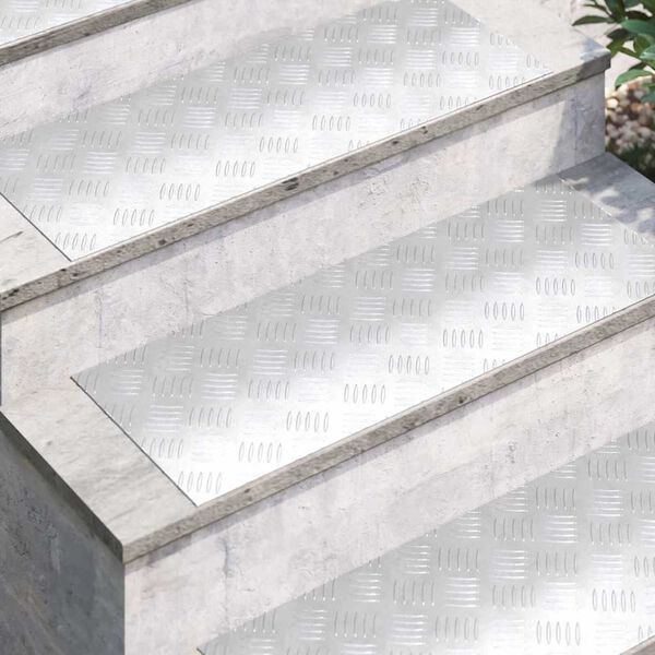 vidaXL Stair Tread Rectangular 2 pcs Silver 80 x 30 cm Aluminium