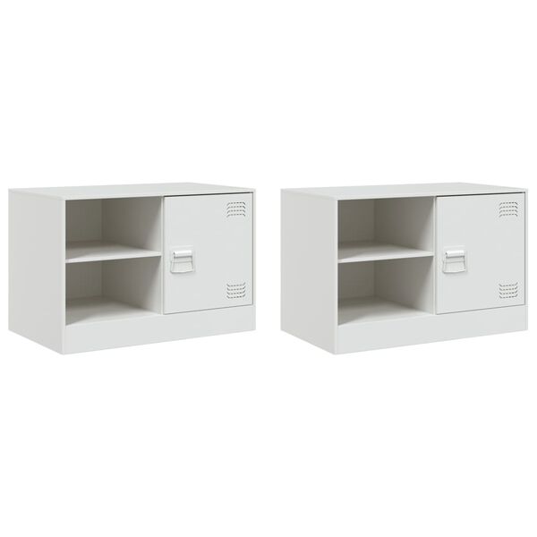 vidaXL TV Cabinets 2 pcs White 67x39x44 cm Steel