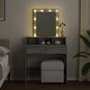 vidaXL Dressing Table with LED Grey Sonoma 80x41x144.5 cm