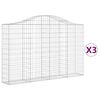 vidaXL Arched Gabion Baskets 3 pcs 200x30x120/140 cm Galvanised Iron
