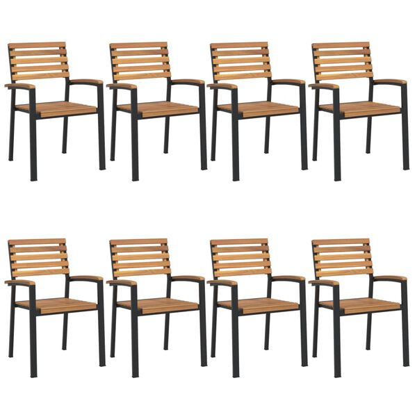 vidaXL Stackable Garden Chairs 8 pcs Solid Wood Acacia and Metal