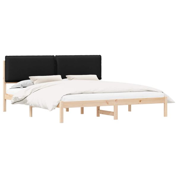 vidaXL Bed Frame with Upholstered Headboard Black 180 x 200 cm
