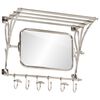 vidaXL Luggage Rack with Coat Hangers & Mirror Wall Mounted Aluminium