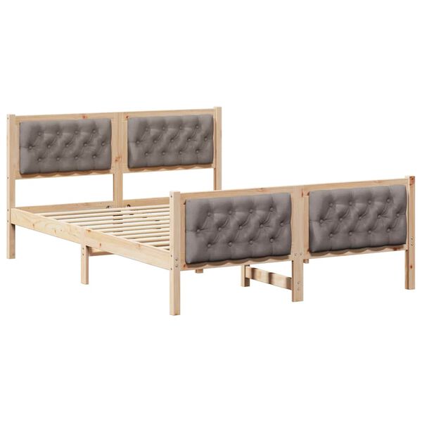 vidaXL Bed Frame with Headboard Taupe 150 x 200 cm Solid Pine Wood