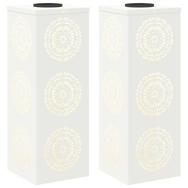 vidaXL Solar LED Pathway Light 2 pcs White Cold Rolled Steel