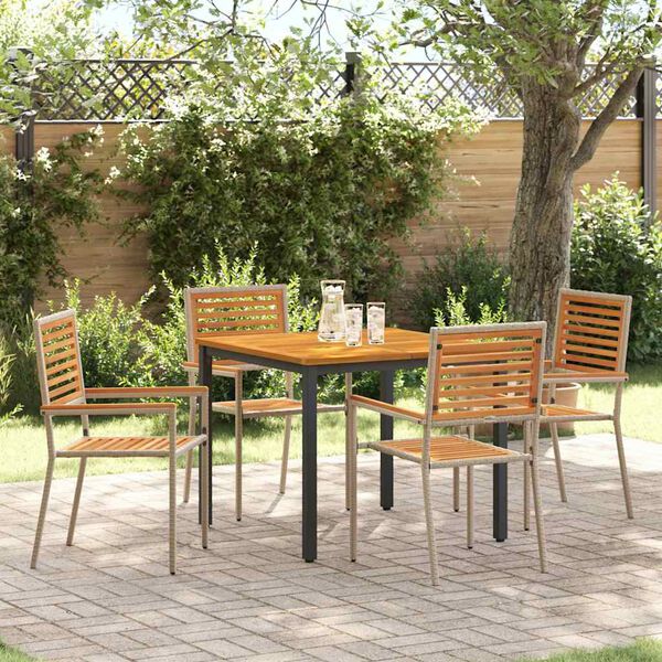 vidaXL Garden Dining Set 5 pcs Beige and Brown Poly Rattan