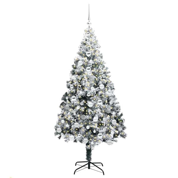 vidaXL Artificial Christmas Tree with 300 LEDs with Stand White 180 cm