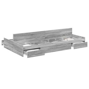 vidaXL Storage Bed Frame Grey Sonoma 120 x 200 cm Engineered Wood