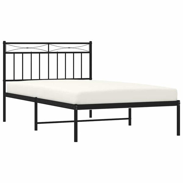 vidaXL Metal Bed Frame without Mattress with Headboard Black 100x200cm