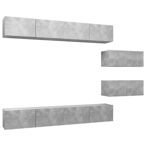 vidaXL 6 Piece TV Cabinet Set Concrete Grey Engineered Wood