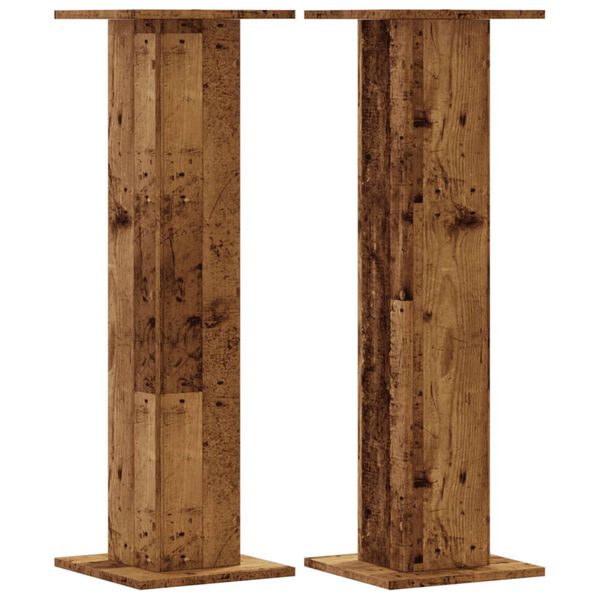 vidaXL Plant Stands 2 pcs Old Wood 30x30x95 cm Engineered Wood