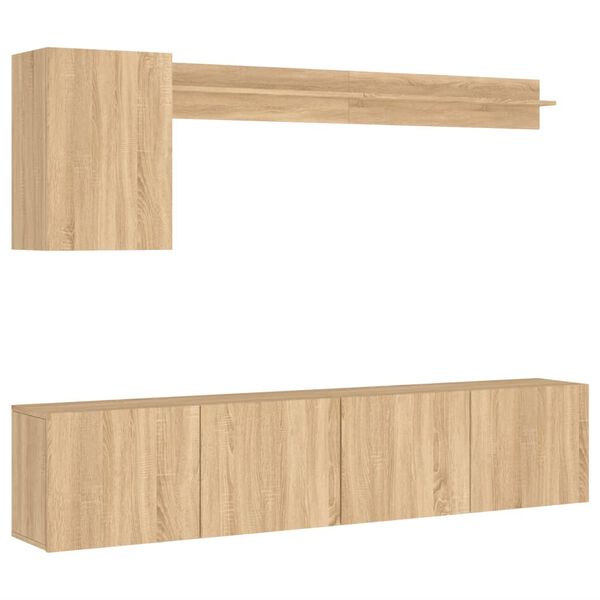 vidaXL 5 Piece TV Wall Units Sonoma Oak Engineered Wood