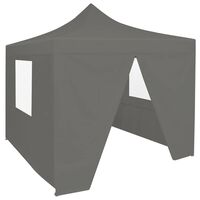 vidaXL Professional Folding Party Tent with 4 Sidewalls 2x2 m Steel Anthracite