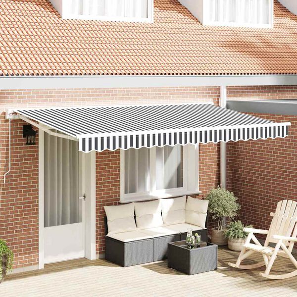 vidaXL Retractable Awning Manual Anthracite and White 400 x 200 cm