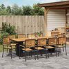 vidaXL Garden Dining Set 11 pcs Black 240 x 90 x 75 cm Poly Rattan