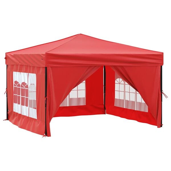vidaXL Folding Party Tent with Sidewalls Red 3x3 m