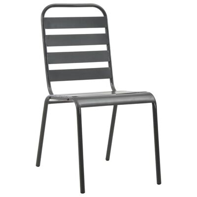 vidaXL Outdoor Chairs 4 pcs Slatted Design Steel Dark Grey