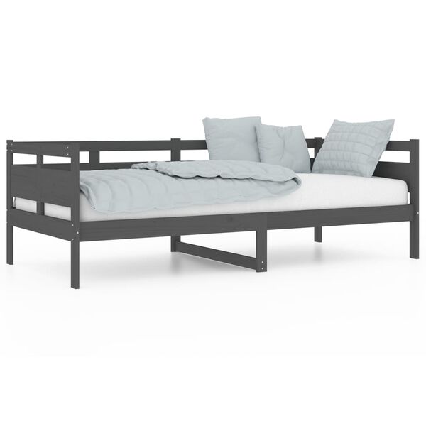 vidaXL Day Bed without Mattress Grey Solid Wood Pine 90x200 cm