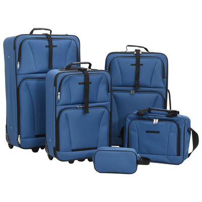 vidaXL 5 Piece Travel Luggage Set Bule Fabric