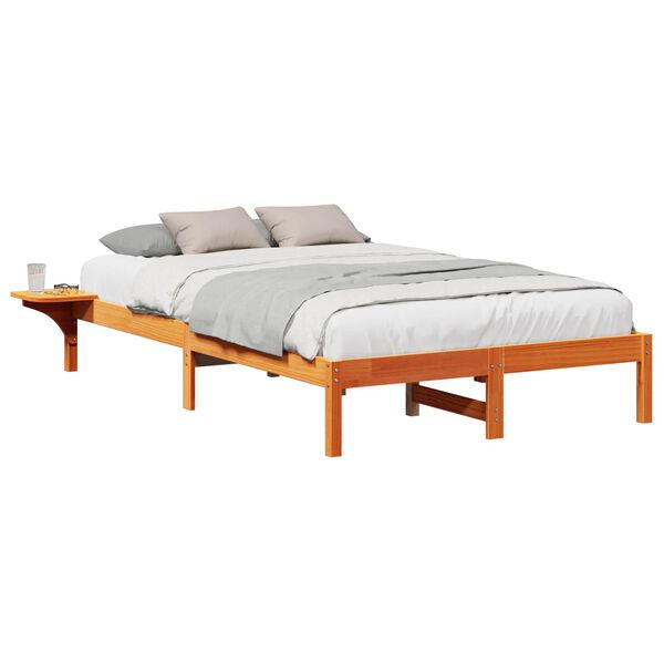 vidaXL Bed Frame Wax Brown 135 x 190 cm Solid Pine Wood