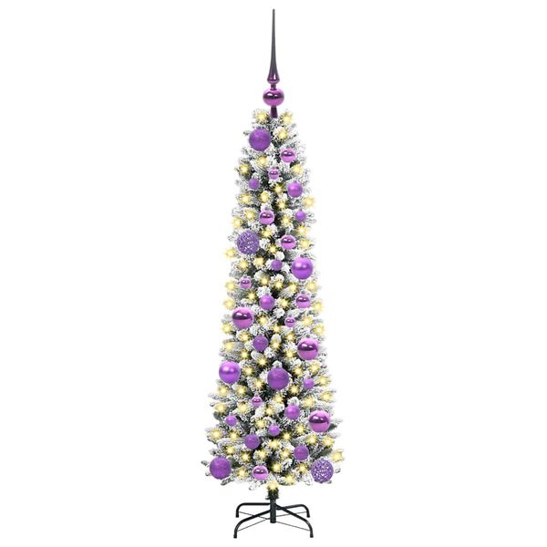 vidaXL Artificial Christmas Tree with 150 LEDs Green and white 120 cm
