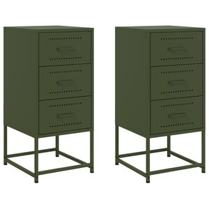 vidaXL Bedside Cabinets 2 pcs Olive Green 36x39x78 cm Steel