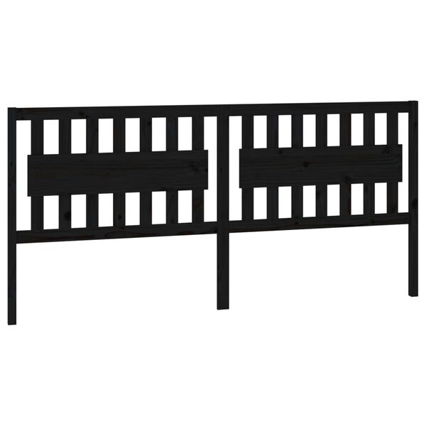 vidaXL Bed Headboard Black 205.5x4x100 cm Solid Wood Pine