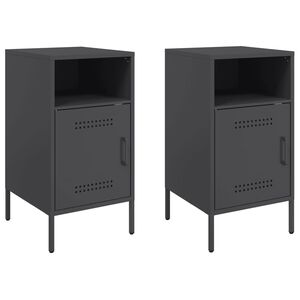 vidaXL Bedside Cabinets 2 pcs Black 36x39x68 cm Steel