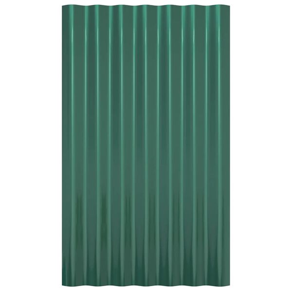 vidaXL Roof Panels 12 pcs Galvanised Steel Green 60x36 cm