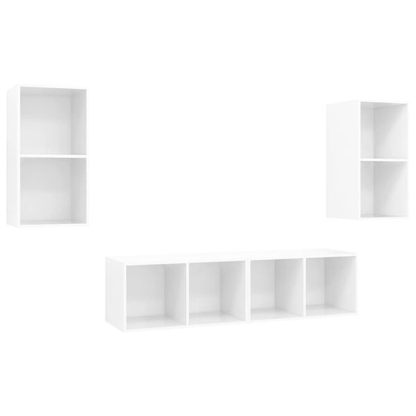vidaXL Wall-mounted TV Cabinets 4 pcs High Gloss White Engineered Wood