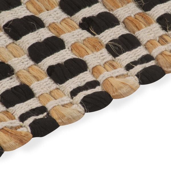 vidaXL Hand-Woven Jute Bathroom Mat Set Fabric Natural and Black