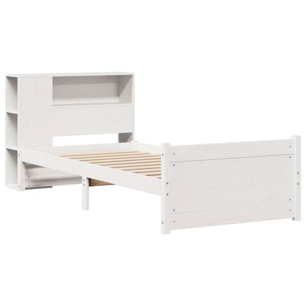 vidaXL Bookcase Bed without Mattress White 75x190cm Small Single Solid Wood Pine