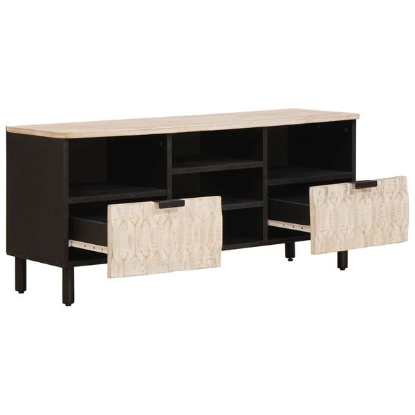 vidaXL TV Cabinet White Wash Finish 100 x 33 x 46 cm Solid Mango Wood