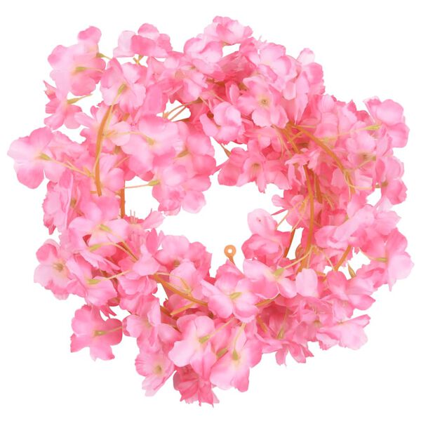 vidaXL Flower Garlands 6 pcs Dark Pink 180 cm