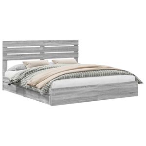 vidaXL Storage Bed Grey Sonoma 200 x 200 cm Engineered Wood