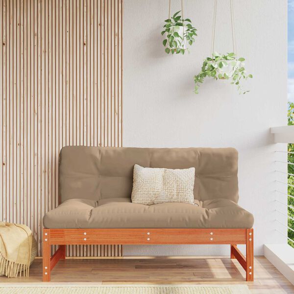 vidaXL Garden Middle Sofa Solid Pine Wood Wax Brown 120 x 84 x 70 cm