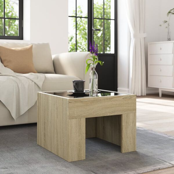 vidaXL Coffee Table with Infinity LED Sonoma Oak 40x40x30 cm