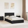 vidaXL Storage Bed with Headboard Black 135 x 190 cm Engineered Wood