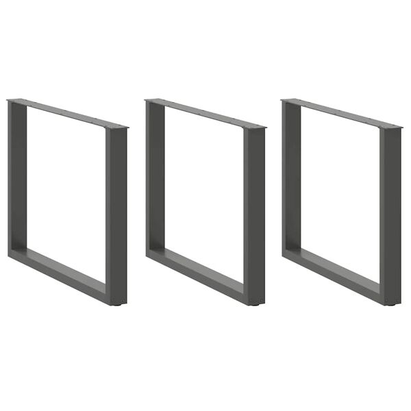 vidaXL Dining Table Legs U-Shaped 3 pcs Anthracite 100x(72-73) cm Steel