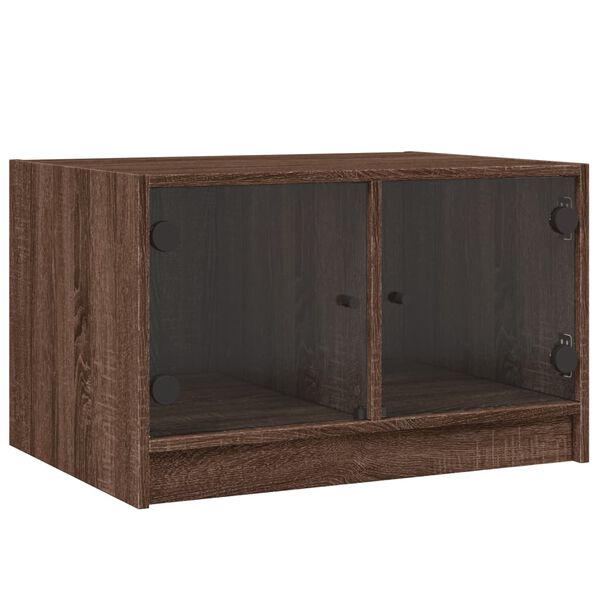 vidaXL Coffee Table with Glass Doors Brown Oak 68x50x42 cm
