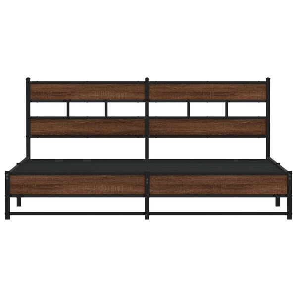 vidaXL Metal Bed Frame without Mattress Brown Oak 183x213 cm
