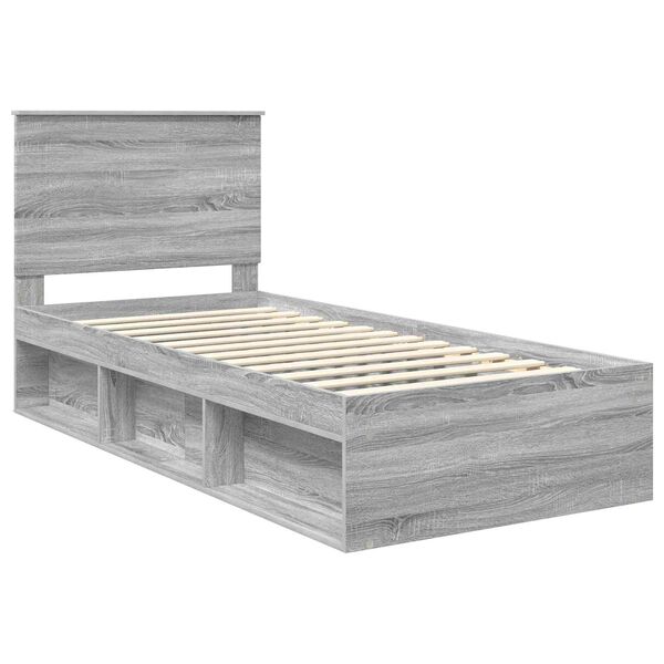 vidaXL Bed Frame Grey Sonoma 90 x 200 cm Solid Pine Wood