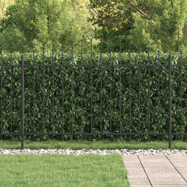 vidaXL Spike Fence Black 200 x 166 cm Powder-Coated Steel