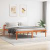 vidaXL Bed Frame with Headboard Wax Brown 200 x 200 cm Solid Pine Wood